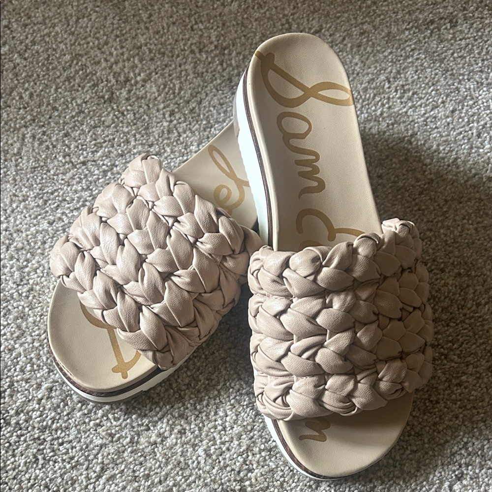 Sam Edelman Women's Beige Braided Slide Sandals